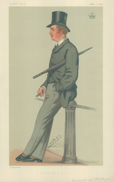 O Marquês de Waterford, O Grande Homem de Waterford, 9 de agosto de 1879, desenho animado da Vanity Fair de Leslie Matthew Ward