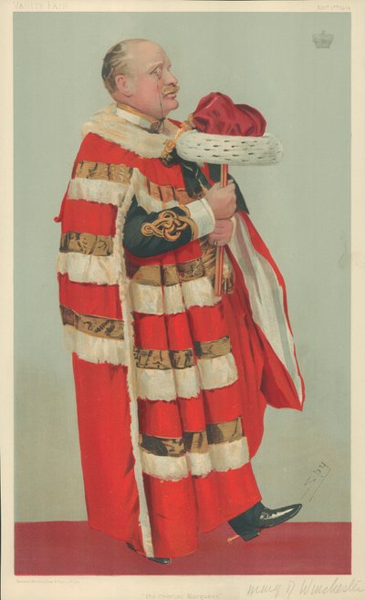 O Marquês de Winchester, The premier Marquess, 3 de novembro de 1904, desenho animado da Vanity Fair de Leslie Matthew Ward