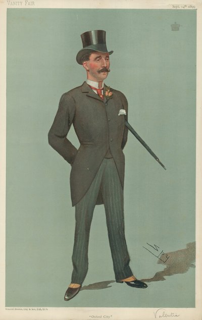 Visconde Valentia, Oxford City, 14 de setembro de 1899, desenho animado da Vanity Fair de Leslie Matthew Ward
