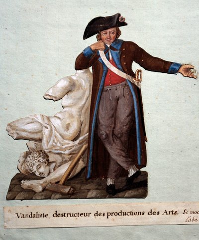 Revolução Francesa: "um vandalista, destruidor de obras de arte". Gouache des freres Lesueur (século XVIII), Musee Carnavalet, Paris de Lesueur Brothers