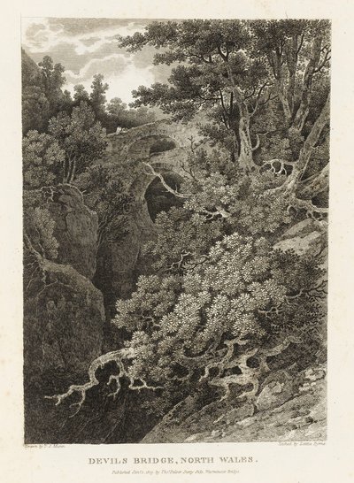 Ponte do Diabo, Norte do País de Gales (gravura) de Letitia Byrne