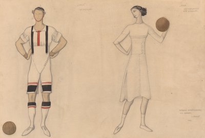 Estudo de figurino para "Jeux" de Lev Samoilovich Bakst