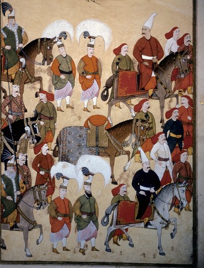 Império OTTOMANO: "Desfile dos janízaros (Yeniceri) com o cavalo do comandante" de Levni Levni
