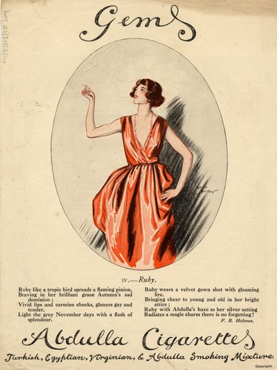 Abdulla Cigarettes, 1920s de Lewis Baumer