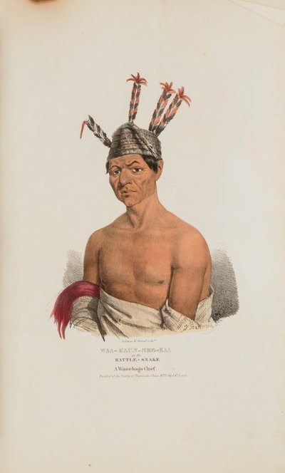 WAA-KAUN-SEE-KAA ou a Serpente de Chocalho; Um Chefe Winnebago, de The Aboriginal Portfolio de Lewis, James Otto