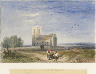 Igreja de Bagnall: pintura em aquarela, nd [1834] de Lewis John Wood