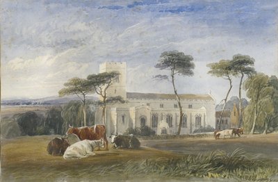 Igreja de Biddulph: pintura em aquarela, nd [c1830-1840] de Lewis John Wood
