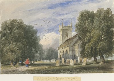 Igreja de Bradley-in-the-Moors: pintura em aquarela, nd [c1830-1840] de Lewis John Wood