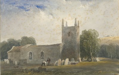 Igreja de Butterton: pintura em aquarela, nd [c1830-1840] de Lewis John Wood