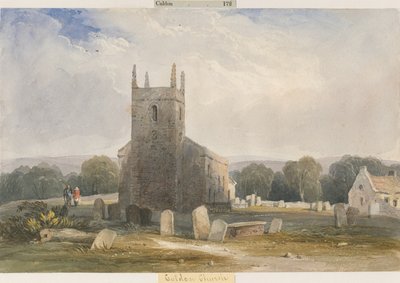 Igreja de Caldon: pintura em aquarela, nd [c1830-1840] de Lewis John Wood