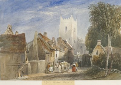Igreja de Cheadle: pintura em aquarela, nd [c1830-1840] de Lewis John Wood