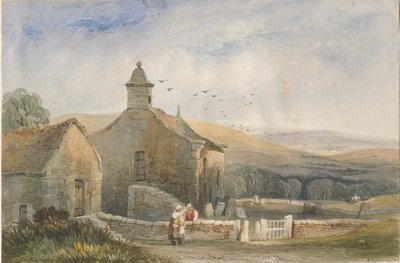 Capela de Elkstone: pintura em aquarela, séc. XIX de Lewis John Wood