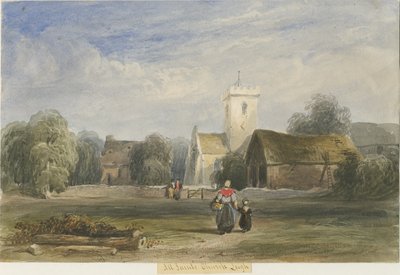 Igreja de Leigh: pintura em aquarela, nd [c1830-1840] de Lewis John Wood