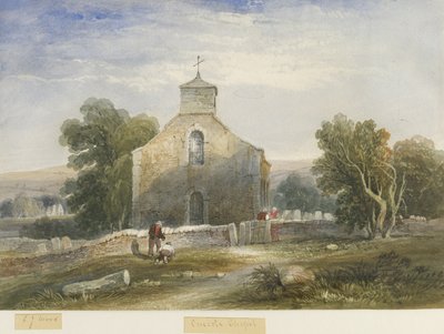 Igreja Onecote: pintura em aquarela, nd [c1830-1840] de Lewis John Wood