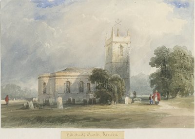 Igreja de Rocester: pintura em aquarela, nd [c1830-1840] de Lewis John Wood