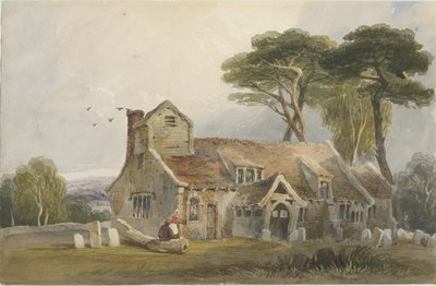 Igreja de Rushton Spencer: pintura em aquarela, nd [c1830-1840] de Lewis John Wood