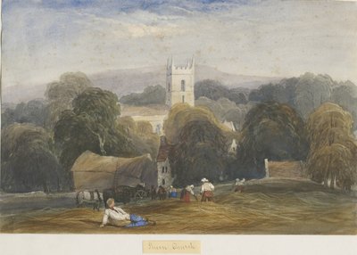 Igreja Sheen: pintura em aquarela, nd [c1830-1840] de Lewis John Wood
