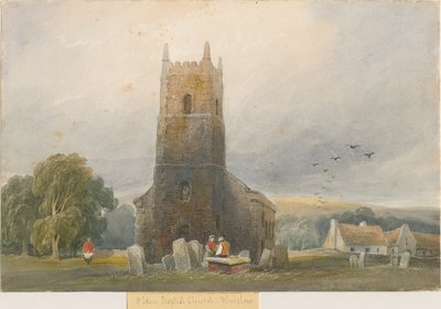 Igreja de Warslow: pintura em aquarela, nd [c1830-1840] de Lewis John Wood