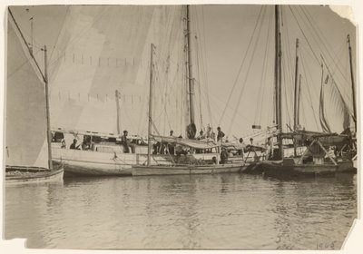 [Barcos de ostras, Baía de Mobile, Alabama] de Lewis W. Hine