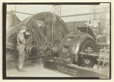 As minas hoje por cabos (eléctricos). Esta é a sala de força de uma mina de carvão da Pensilvânia de Lewis Wickes Hine