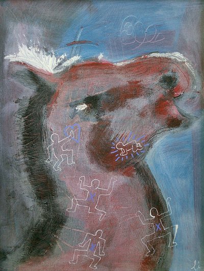Cavalo primitivo com bonecos de palitos de Li Gessbo