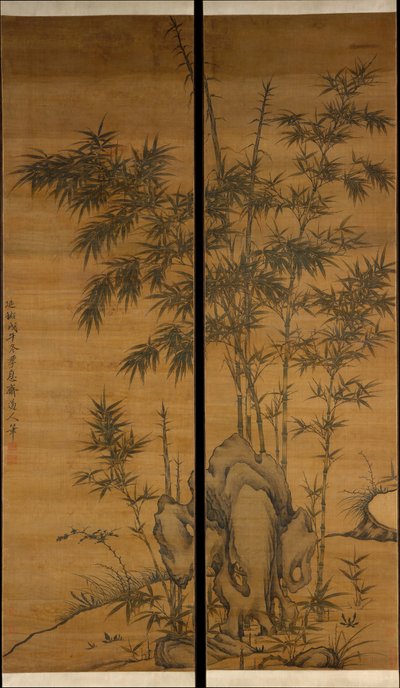 Bambu e rochas, datado de 1318. de Li Kan
