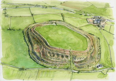 Old Oswestry (aguarela sobre papel) de Liam Wales