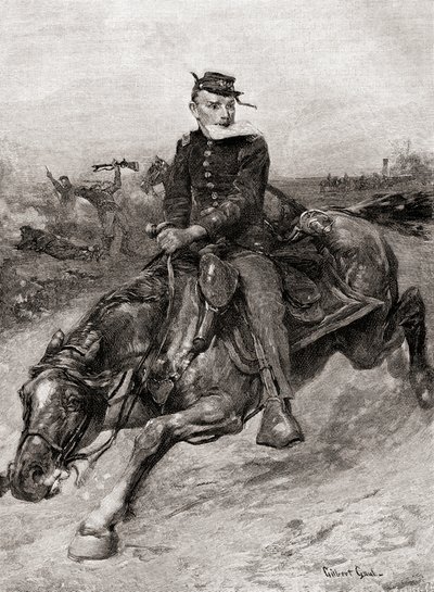 Um cavaleiro de expedição durante a Guerra Civil Americana, da Revista The Century, publicada em 1887 (gravura) de Unbekannt Unbekannt