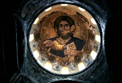 Cristo Pantocrator, cúpula interior da igreja de Panagia Parigoritissa, Arta, Epirus, Grécia de Unbekannt Unbekannt