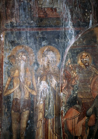 Cristo e Santos, fresco na igreja de Agios Ioannis, Kantanos, Creta, Grécia (foto) de Unbekannt Unbekannt