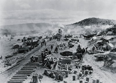 Construção de uma linha ferroviária nos territórios ocidentais, EUA de Unbekannt Unbekannt