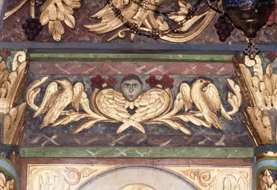 Decoração, detalhe da iconostasia na igreja bizantina de São Jorge, Anidri, Creta, Grécia (foto) de Unbekannt Unbekannt