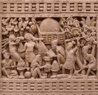 Detalhe do lado leste da Stupa I em Sanchi (Lista do Patrimônio Mundial da UNESCO de Unbekannt Unbekannt