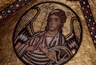 Figura de um anjo, mosaico dentro do Mosteiro de Hosios Loukas, Grécia, fundado no início do século X. de Unbekannt Unbekannt