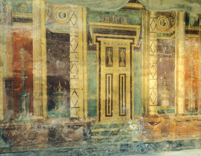 Itália, Campania, Oplonti, zona arqueológica de Torre Annunziata, Villa Romana Poppaea, Salão Grande, Fresco com colunas em Segundo Estilo Pompeu de Unbekannt Unbekannt