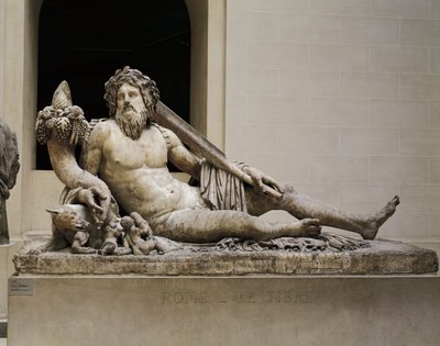 Estátua em mármore representando o Rio Tiber, Templo de Ísis e Serapis, de Roma de Unbekannt Unbekannt