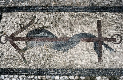 Mosaico representando golfinhos e âncoras, ilha de Delos (Património Mundial da UNESCO de Unbekannt Unbekannt