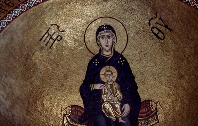 Mosaico da Virgem Maria de dentro do Mosteiro de Hosios Loukas, Grécia, fundado no início do século X. de Unbekannt Unbekannt