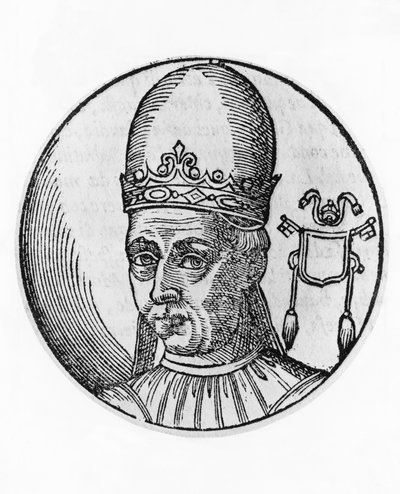 Retrato de Adrian I (700-795), 95º Papa da Igreja Católica de 772, gravura de Unbekannt Unbekannt