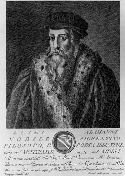 Retrato de Luigi Alamanni (1495-1556), poeta italiano, gravura de Francesco Allegrini (1729- depois de 1773) após desenho de Giuseppe Zocchi (nascido em 1711 ou 1717, falecido em 1767) de Unbekannt Unbekannt