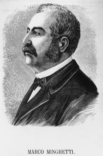 Retrato de Marco Minghetti (1818-1886), economista e estadista italiano que foi Primeiro Ministro do Reino da Itália de 1863 a 1864, e de 1873 a 1876, gravura de Unbekannt Unbekannt