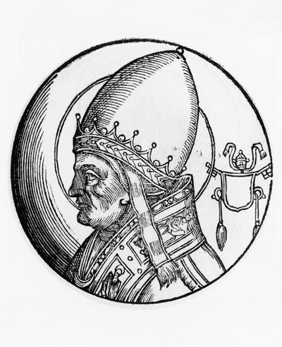 Retrato de São Bonifácio IV (falecido em 615), 67º Papa da Igreja Católica de 608, gravura de Unbekannt Unbekannt