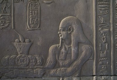 Alívio representando um doador, Templo de Kom Ombo, Egito, civilização egípcia, dinastia Ptolemaic, século 2-1 a.C. de Unbekannt Unbekannt