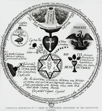 Símbolos dos Rosacruzes, desenho do manuscrito do século XVIII, França de Unbekannt Unbekannt
