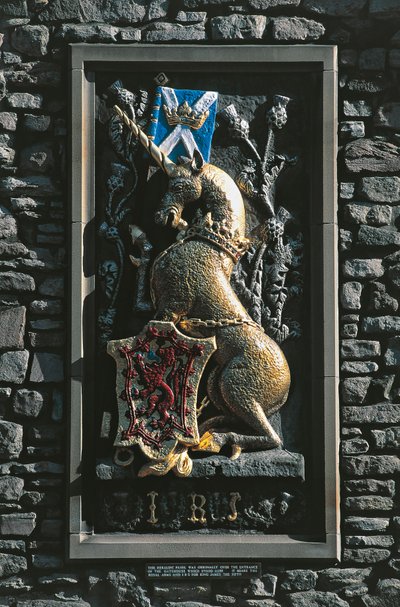Unicórnio, crista heráldica na fachada do palácio de Holyrood, Edimburgo, Escócia, Reino Unido de Unbekannt Unbekannt