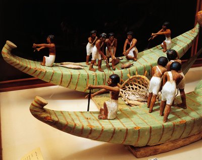 Modelo de madeira de barcos e rede de pesca, detalhe de Unbekannt Unbekannt