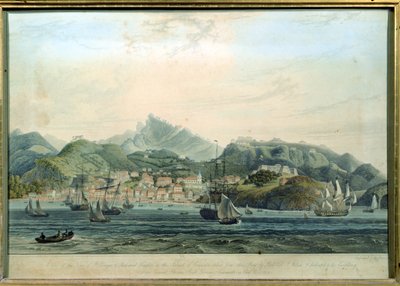 Uma vista da cidade de St. George e Richmond Heights, na ilha de Granada, gravada por William Daniell 1769-1837, c.1810 de Lieutenant Colonel J. Wilson