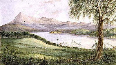 Twofold Bay, New South Wales, c.1860 (aquarela) de Lieutenant George Austin Woods