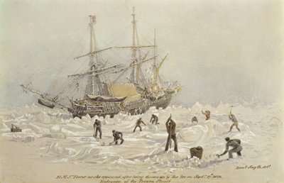 Incidentes em uma jornada comercial: HMS Terror como ela apareceu depois de ter sido jogada no gelo em Frozen Channel, 27 de setembro de 1836 de Lieutenant Smyth