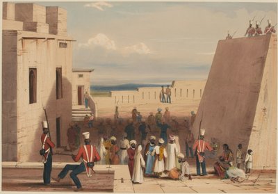 Ghuznee. Prisioneiros sob escolta da 19ª Infantaria Nativa de Bombaim. de Lieutenant Thomas (after) Wingate
